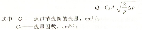節(jié)流閥的流量公式